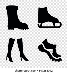 Boot icons set. set of 4 boot filled icons such as woman boots, boot