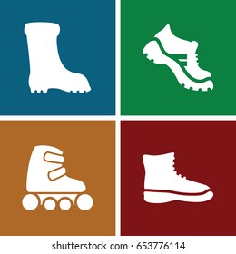 Boot icons set. set of 4 boot filled icons such as boot