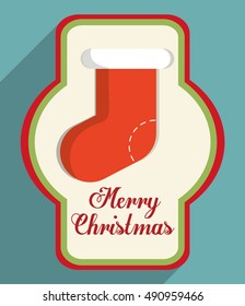Boot inside frame icon. Merry Christmas season celebration and decoration theme. Colorful design. Vector illustration