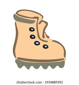 Boot isolated vector icon, high shoe icon, working boot icon, men shoe icon isolated on a white background