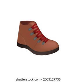 Boot isolated vector icon, high shoe, working boot, men shoe icon. Hiking boots icon. Brown boot isolated on white background. 3d illustration.