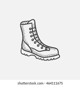 Boot with laces sketch icon set for web, mobile and infographics. Hand drawn vector isolated icon.