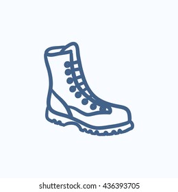 Boot with laces vector sketch icon isolated on background. Hand drawn Boot with laces icon. Boot with laces sketch icon for infographic, website or app.