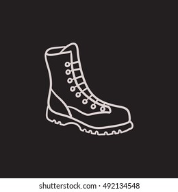 Boot with laces vector sketch icon isolated on background. Hand drawn Boot with laces icon. Boot with laces sketch icon for infographic, website or app.