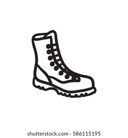 Boot with laces vector sketch icon isolated on background. Hand drawn Boot with laces icon. Boot with laces sketch icon for infographic, website or app.