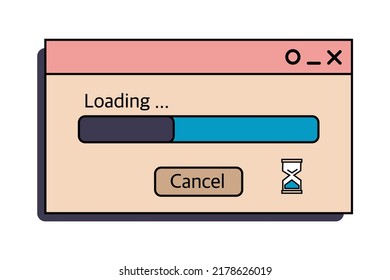 La línea de arranque es un elemento de interfaz de un PC de Windows antiguo de los años 90. Ola de vapor de estilo retro. Vector 