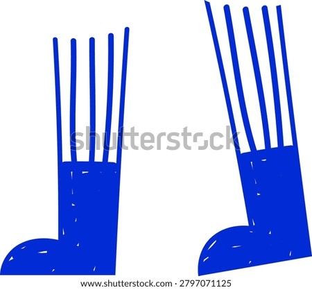 Boot with long vertical laces stepping and kicking, shown in two positions with rough texture. Symbol of action, movement, energy, and progress in footwear concept. Cartoon vector illustration.