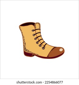 Starten Sie. Männerschuhe, in Vektorgrafik auf einer Tablette gezogen. brauner Schuh mit Schnürsenkeln auf weißem Hintergrund. Geeignet für Druck, Kreativität.