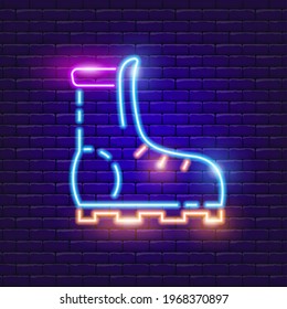 Boot neon icon. Vector illustration for the design of advertising, website, promotion, banner, brochure, flyer. Shoe concept.