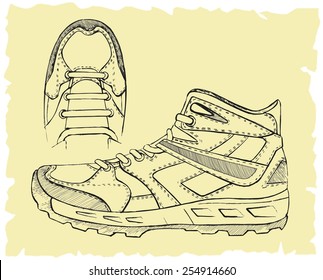 boot on the background of old paper