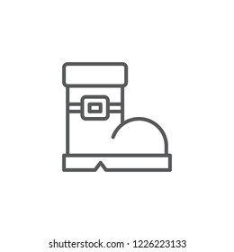 Boot outline  icon.  Sign for web and mobile design.
Vector illustration. Christmas, winter, holiday symbol.