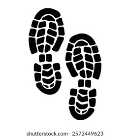 Boot Print black Vector. Footprints human silhouette