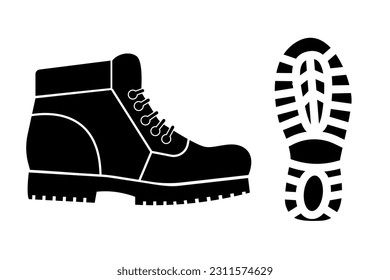 Boot for print design. boot and boot marks. Vector illustration.