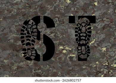 Monogramas de impressão de inicialização. Letras latinas S e T no fundo clássico cáqui
