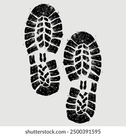 Boot Print Vector. Vintage Boot Print, Footprints human 