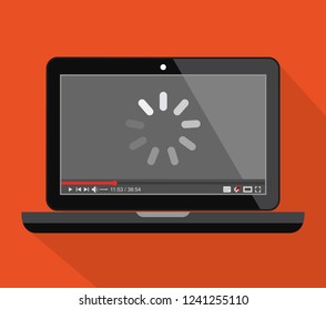 The boot process on the laptop screen. Vector stock illustration