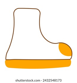 boot rubber yellow line doodle element icon vector illustration
