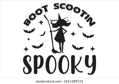 Boot scootin spooky, Hippie halloween , halloween  design bundle, Retro halloween , happy vector, pumpkin, witch, spooky, ghost, funny halloween t-shirt quotes Bundle, Cut File Cricut