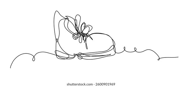 Boot or shoe in a continous line art stye. Editable vector, easy to use