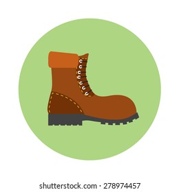 Boot, shoe illustration design isolated. Foot, footwear fashion vector. Leather clothing object. Military wear symbol.