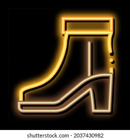 Boot Shoe neon light sign vector. Glowing bright icon Boot Shoe sign. transparent symbol illustration