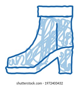 Boot Shoe sketch icon vector. Hand drawn blue doodle line art Boot Shoe sign. isolated symbol illustration