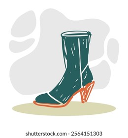 boot shoes illustration in hand drawing sketch doodle style