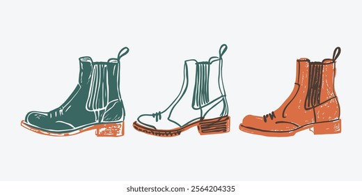 boot shoes illustration in hand drawing sketch doodle style