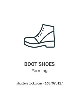 Boot shoes outline vector icon. Thin line black boot shoes icon, flat vector simple element illustration from editable farming concept isolated stroke on white background