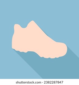 Boot sign. Unbleached silk Icon with very long shadow at dark sky blue background. Illustration.