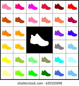 Boot sign. Vector. Felt-pen 33 colorful icons at white and black backgrounds. Colorfull.