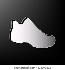 Boot sign. Vector. Gray 3d printed icon on black background.