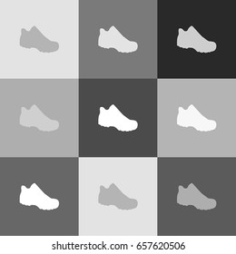 Boot sign. Vector. Grayscale version of Popart-style icon.