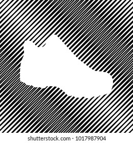Boot sign. Vector. Icon. Hole in moire background.