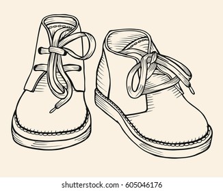 boot sketch style vector illustration. hand drawn sketch imitation.