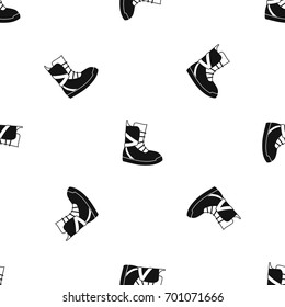 Boot for snowboarding pattern repeat seamless in black color for any design. Vector geometric illustration