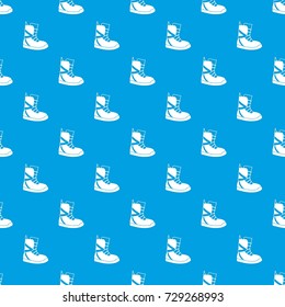 Boot for snowboarding pattern repeat seamless in blue color for any design. Vector geometric illustration