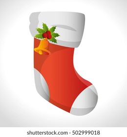boot sock christmas bell icon design