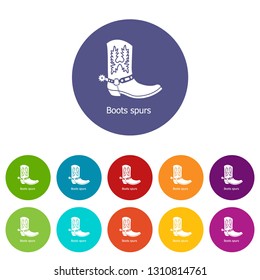 Boot spurs icons color set vector for any web design on white background
