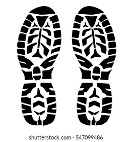 Boot Step Prints Isolated On White.