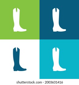 Boot Tall And Black Flat four color minimal icon set