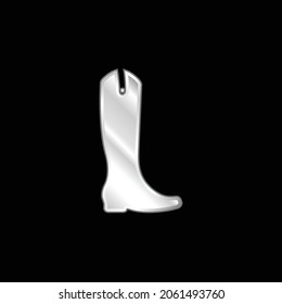 Boot Tall And Black silver plated metallic icon