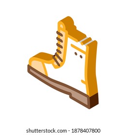 booten Sie nach dem Vektor für das Reisesymbol. isometrischer Stiefel für das Reisezeichen. farbige einzelne Symbolillustration