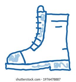 boot for travel sketch icon vector. Hand drawn blue doodle line art boot for travel sign. isolated symbol illustration