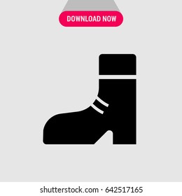 Boot Vector Icon, Black shoe with lace symbol. Simple, modern flat vector illustration for mobile app, website or desktop app 