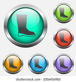 boot vector icon on color glass buttons