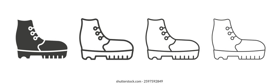 Boot vector icon set in black and white color.