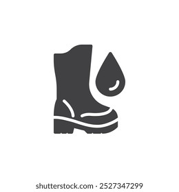 Inicialize com ícone de vetor de gota d'água. sinal plano preenchido para conceito móvel e web design. Ícone de glifo de Inicialização Impermeável. Símbolo, ilustração de logotipo. Gráficos vetoriais