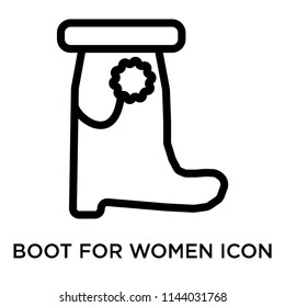 Boot for women icon vector isolated on white background for your web and mobile app design, Boot for women logo concept
