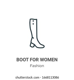 Boot for women outline vector icon. Thin line black boot for women icon, flat vector simple element illustration from editable fashion concept isolated stroke on white background